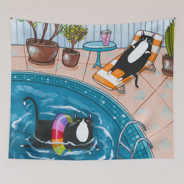 Item preview, Pool Time Cats designed and sold by KilkennyCat Art.