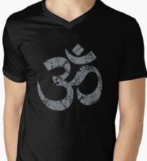 OM Yoga Spiritual Symbol in Distressed Style Men's V-Neck T-Shirt