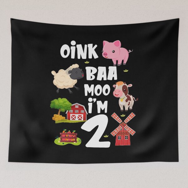 Item preview, Oink Baa Moo I'm 2 Farm Theme Birthday Gift 2 Yrs Old designed and sold by MalloWilli.