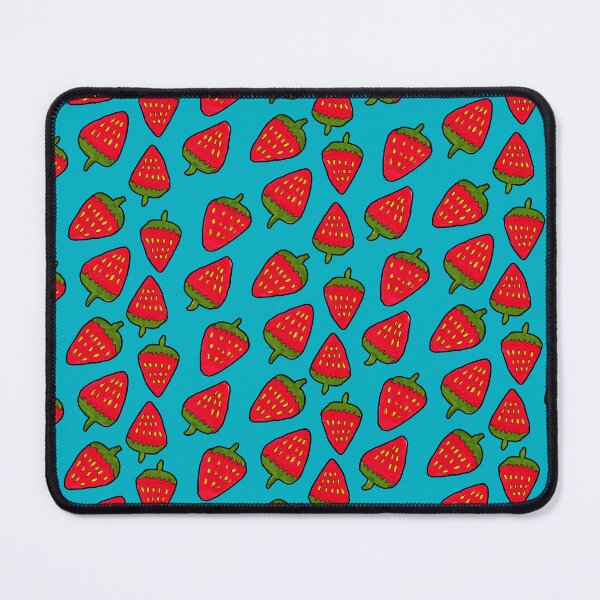 Item preview, Strawberry Fruit Pattern on Bright Blue Background designed and sold by Harriet Linton.