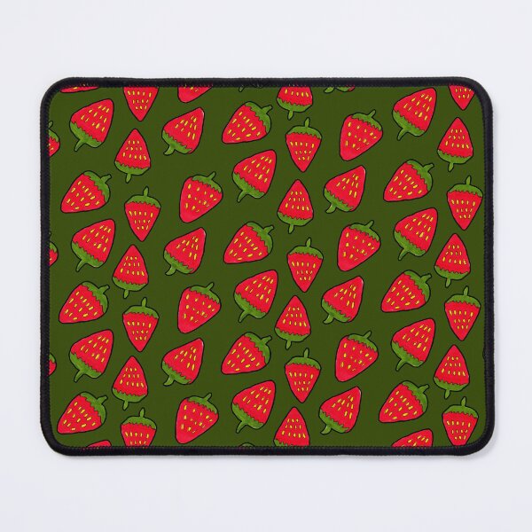 Item preview, Strawberry Fruit Pattern on Dark Green Background designed and sold by Harriet Linton.
