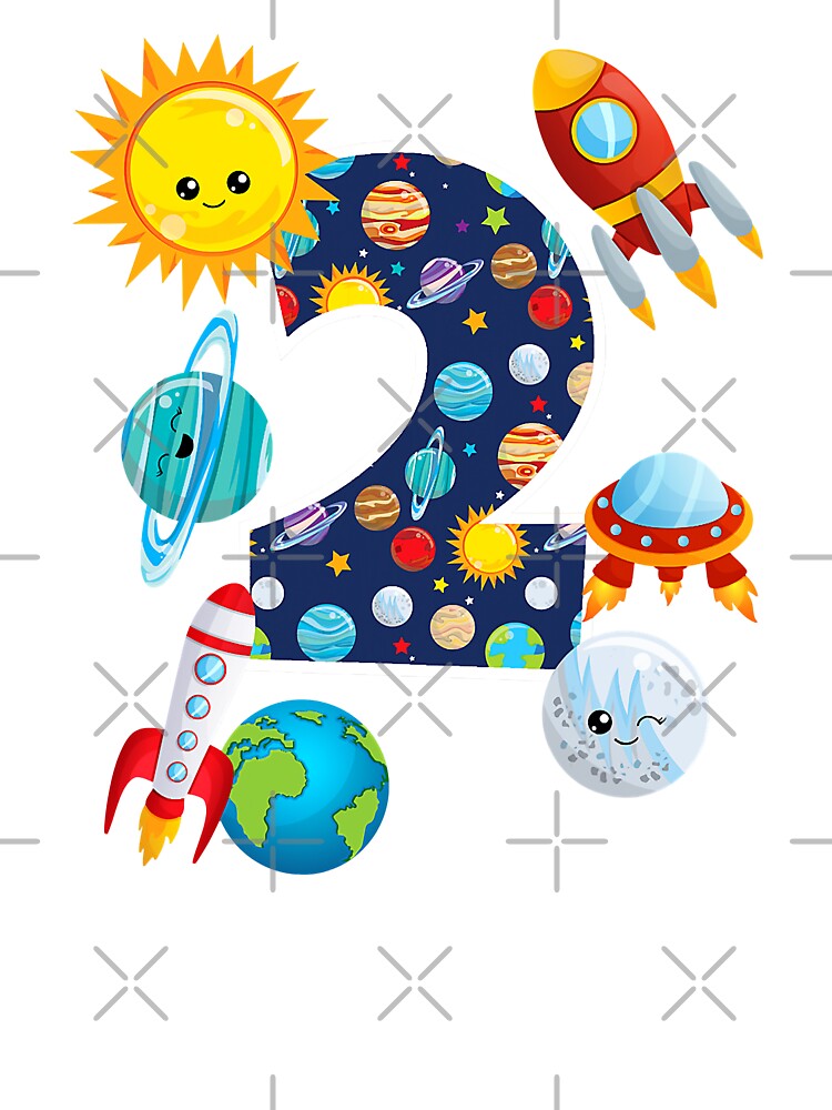 Outer Space 2 Year Old 2nd Birthday Party T-Shirt Boys Girls Outer Space 2 Year Old 2nd Birthday Party T-Shirt Boys Girls