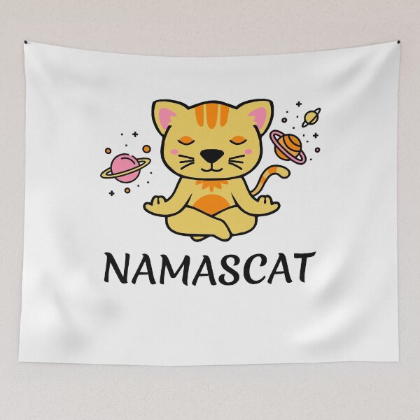 Item preview, zen yoga cat space meditation sport training designed and sold by la-petite-folie.
