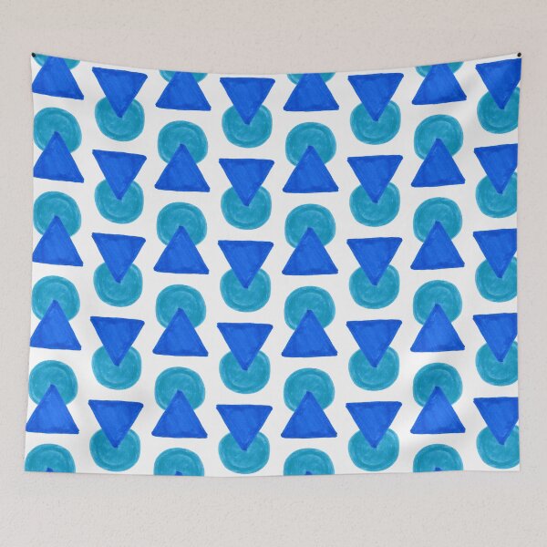 Item preview, Circle Triangle Geometric Pattern in Blue designed and sold by Harriet Linton.
