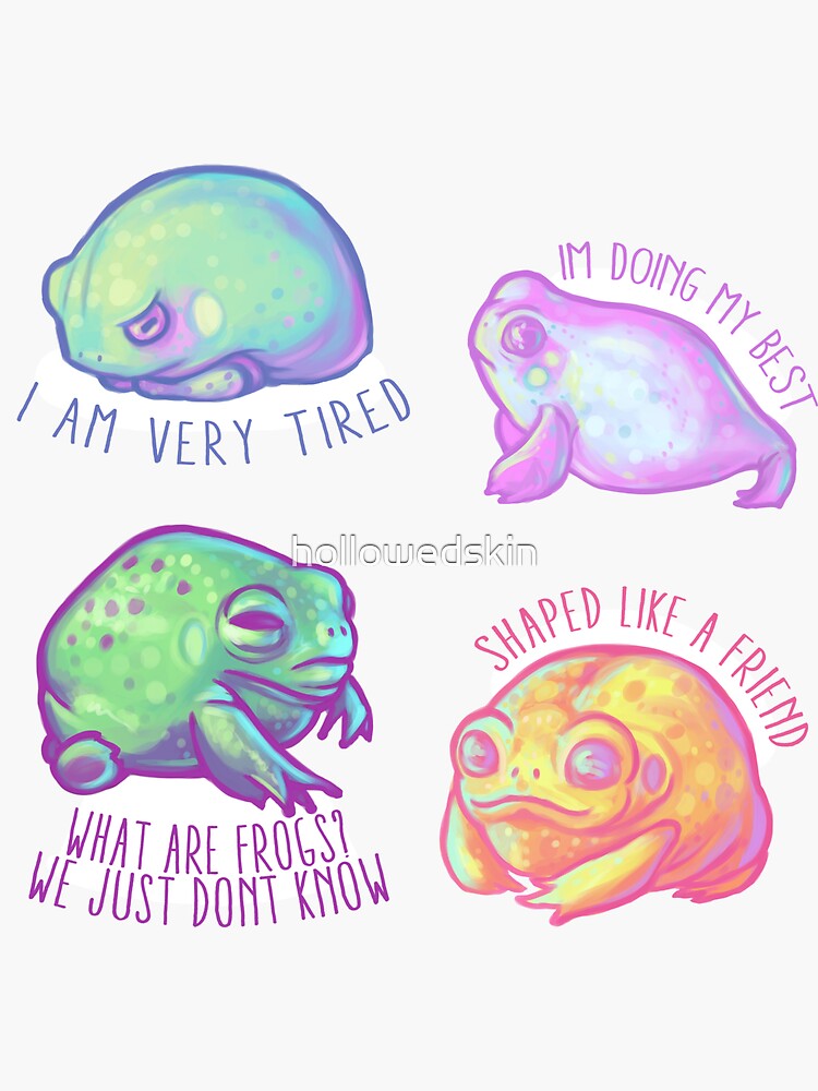 Aperçu 3 sur 3. Sticker avec l'œuvre Pack d'autocollants minuscules amis grenouille! créée et vendue par hollowedskin.