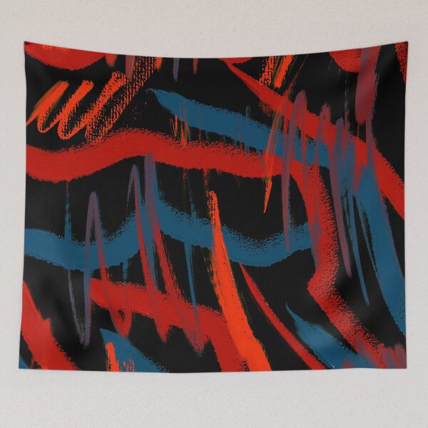 Item preview, Nautical Abstract Oil Acrylic Squiggle Pastel Denim Painting Brushstrokes Brush Strokes Pattern designed and sold by hopecope.