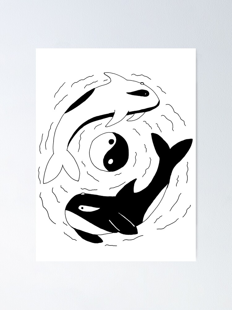 “Yin and Yang Black and White Orca Whales” Poster for Sale by jays
