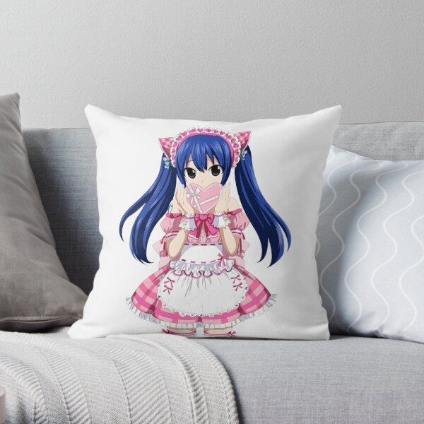 Wendy Kawaii Fairy Tail Anime Girl Waifu hot Throw Pillow