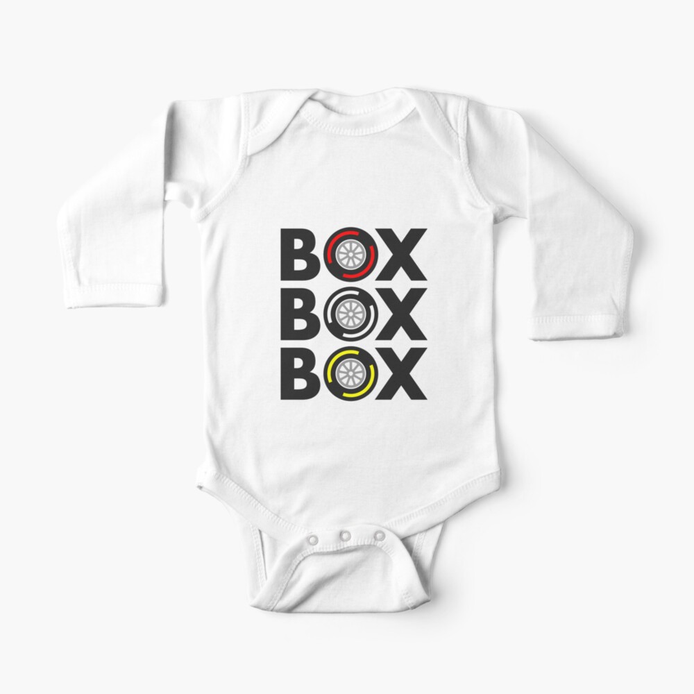 "Box Box Box" F1 Tyre Compound Design Baby One-Piece