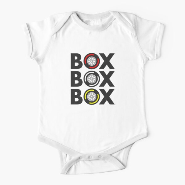 "Box Box Box" F1 Tyre Compound Design Short Sleeve Baby One-Piece