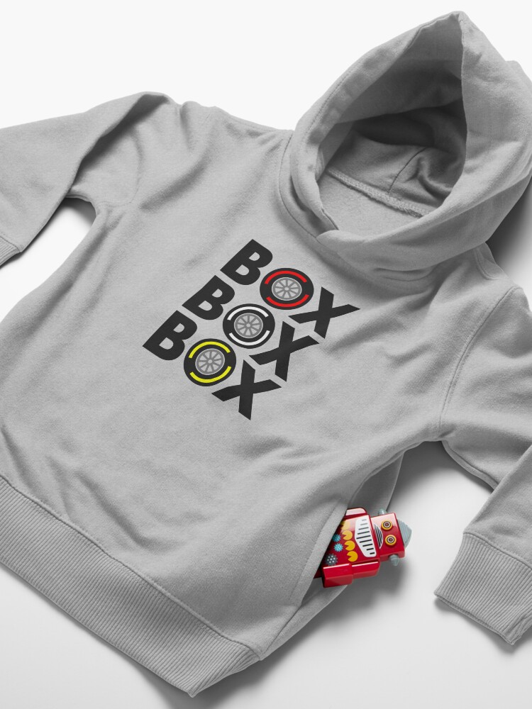 Alternate view of "Box Box Box" F1 Tyre Compound Design Toddler Pullover Hoodie