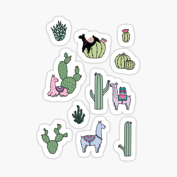 Cacti Llamas Sticker