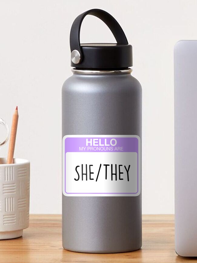 Sticker, My pronouns are she and they designed and sold by Aoife Enns