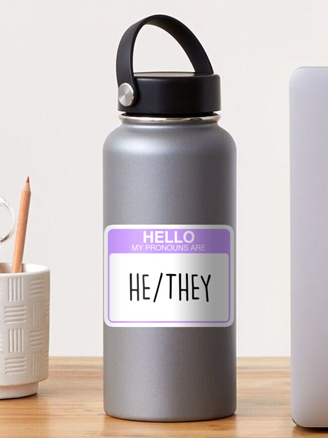 Thumbnail 1 of 3, Sticker, My pronouns are he and they designed and sold by aoifeenns.