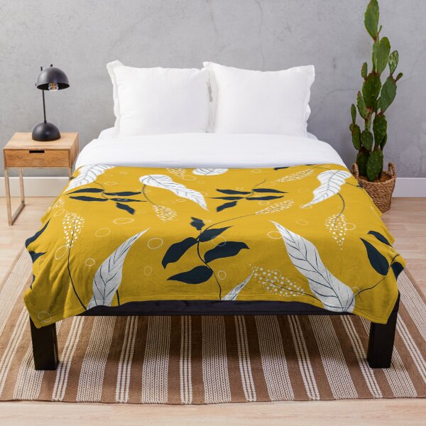 Aperçu de l'œuvre Motif de feuilles de style vintage abstrait sur jaune créée et vendue par Che-Patterns.