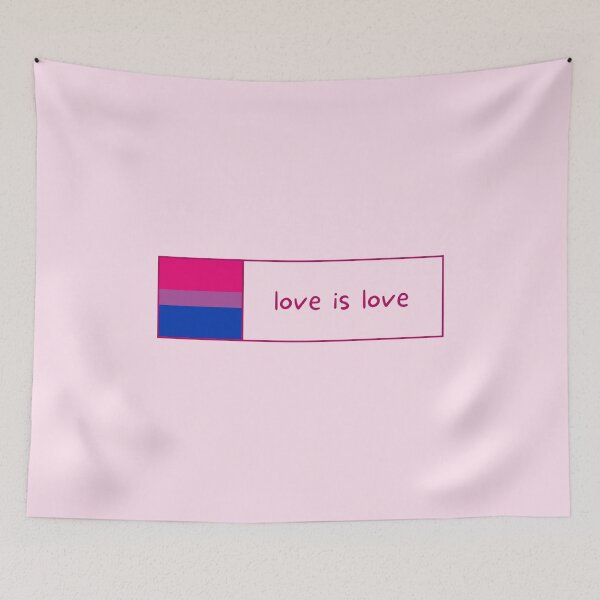 Item preview, love is love Bisexual Pride Flag Positive Quote Banner designed and sold by littlecornershop.