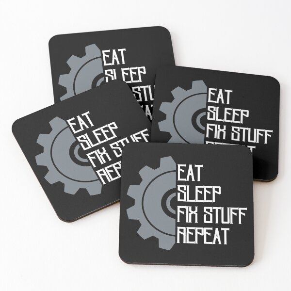 Item preview, Eat sleep fix stuff repeat funny mechanical tools gear wheel designed and sold by Randa Ranmania.