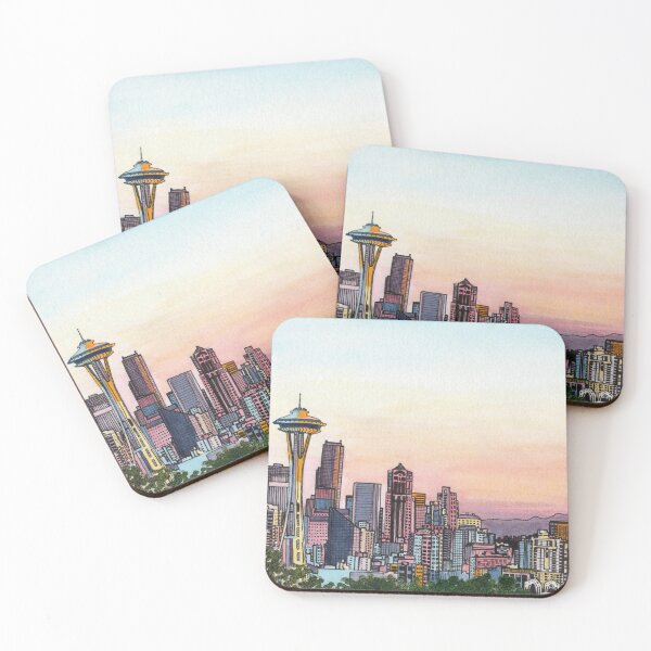 Item preview, Seattle Washington USA Pen and Watercolor Art designed and sold by skye-studio.