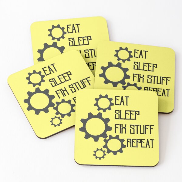 Item preview, Eat sleep fix stuff repeat funny mechanical gear wheels designed and sold by Randa Ranmania.