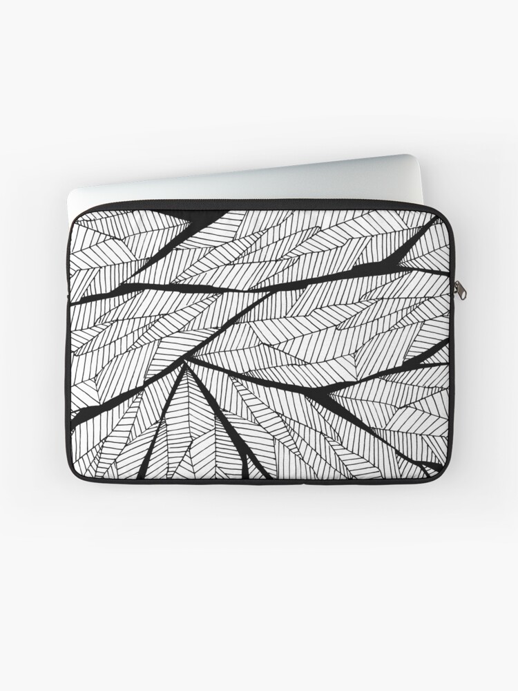 Simple Modern Black and White Geometric Pattern Laptop Sleeve by  BlackStrawberry