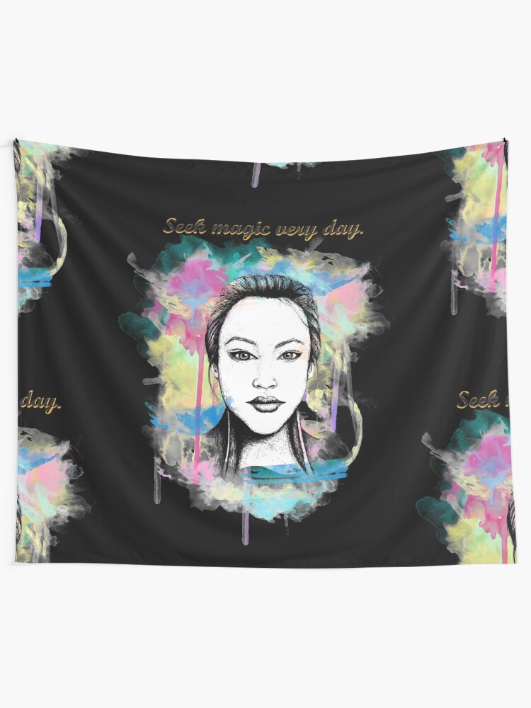 Alternate view of Seek magic every day Tapestry