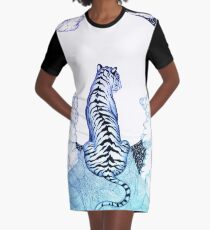 Ombre Tiger Moon Graphic T-Shirt Dress