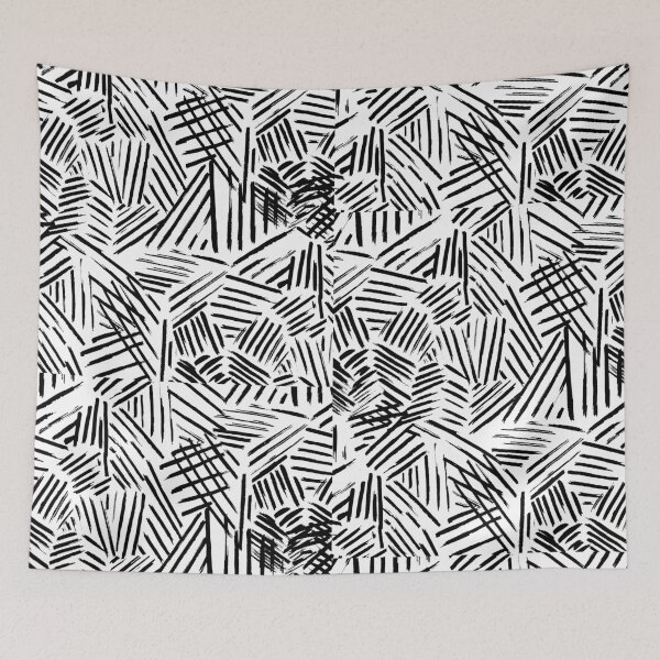 Item preview, Black White Abstract Linear drawn Lines Pattern designed and sold by Blkstrawberry.