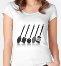 kitchen utensil silhouettes Women's Fitted Scoop T-Shirt