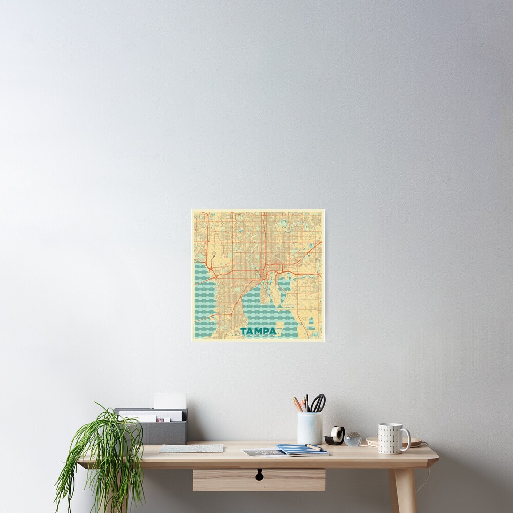 Tampa Map Retro Poster