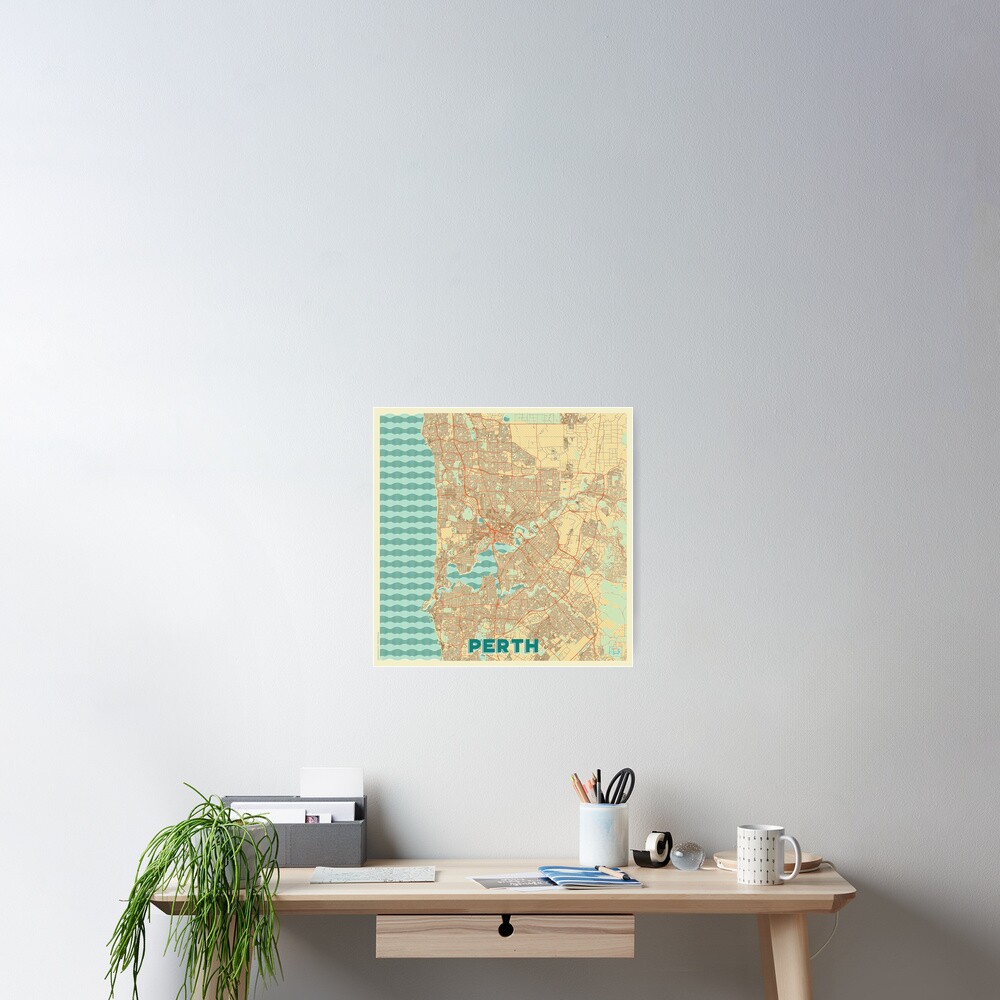Perth Map Retro Poster