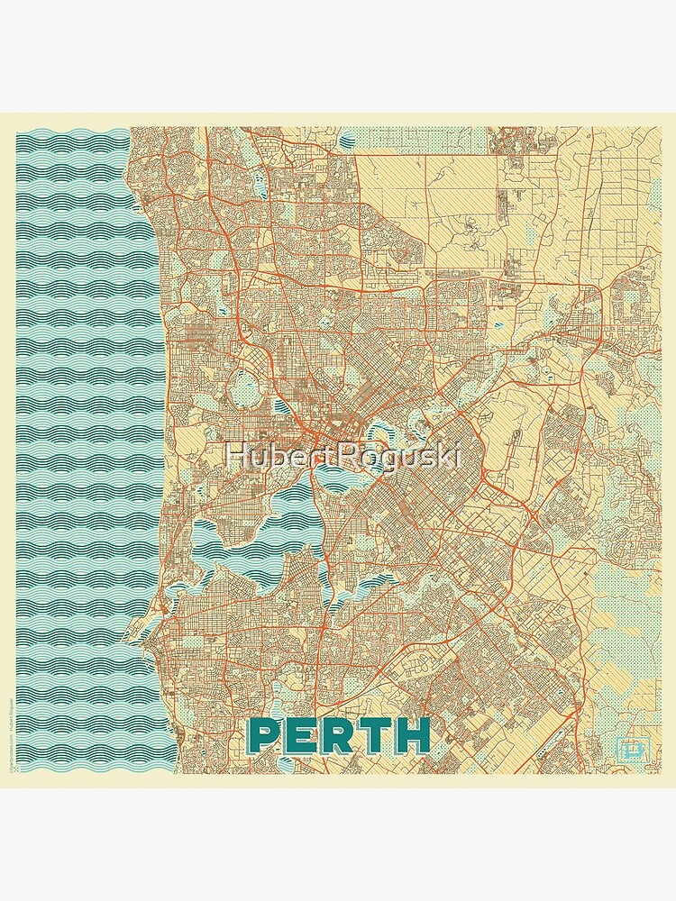 Thumbnail 3 of 3, Poster, Perth Map Retro designed and sold by HubertRoguski.