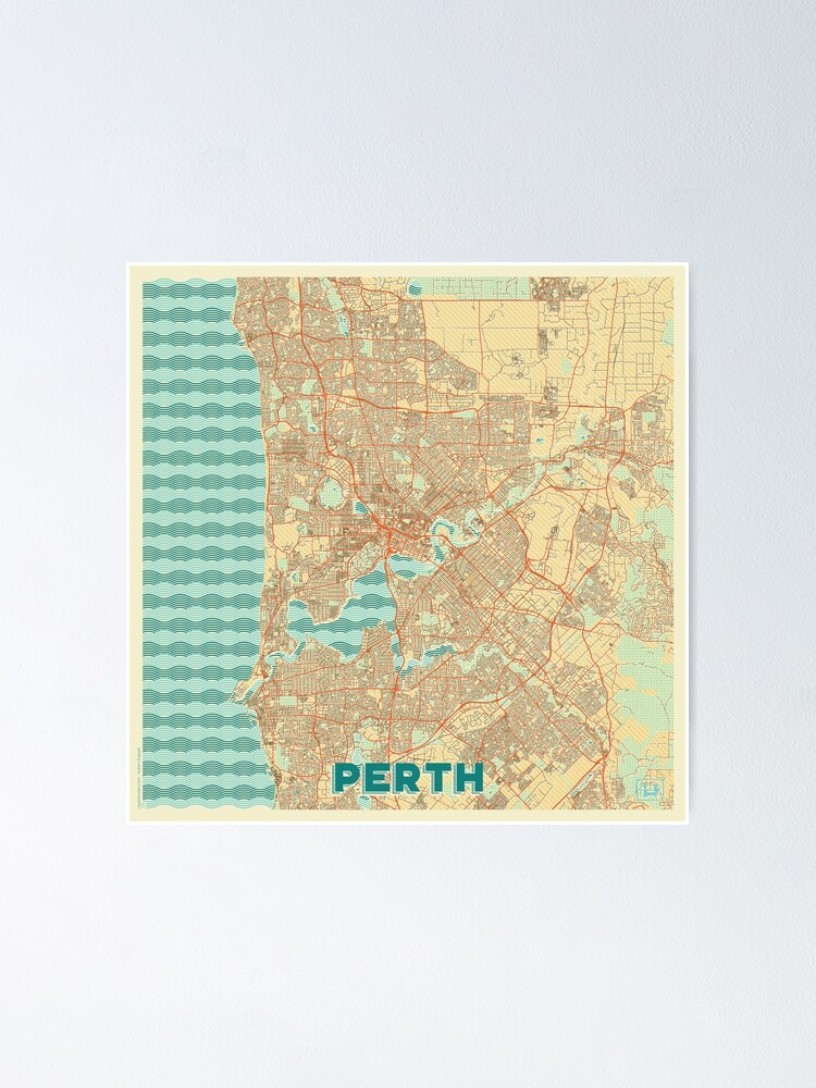Thumbnail 2 of 3, Poster, Perth Map Retro designed and sold by HubertRoguski.