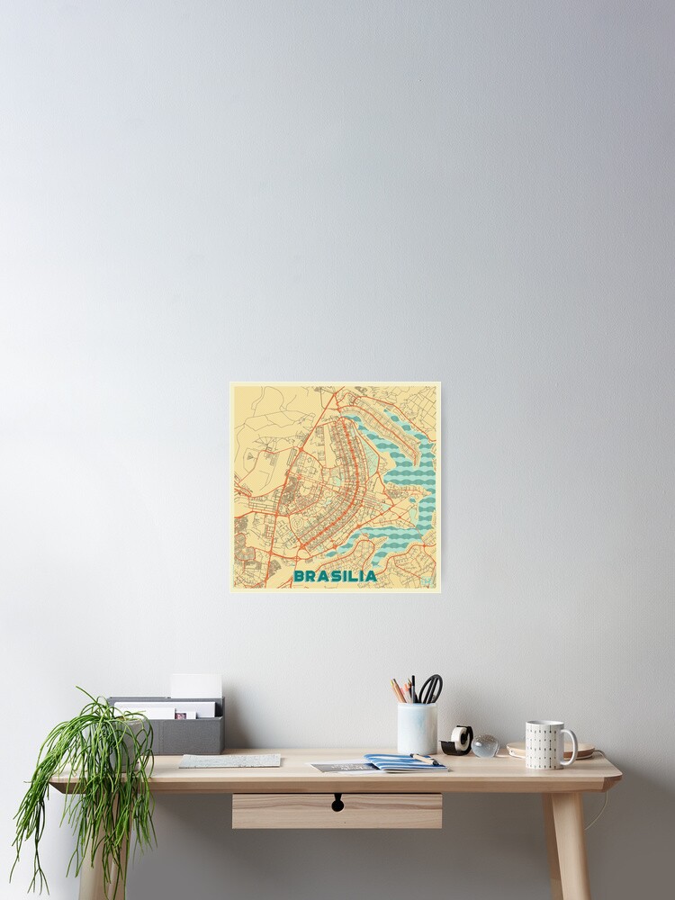 Thumbnail 1 of 3, Poster, Brasilia Map Retro designed and sold by HubertRoguski.