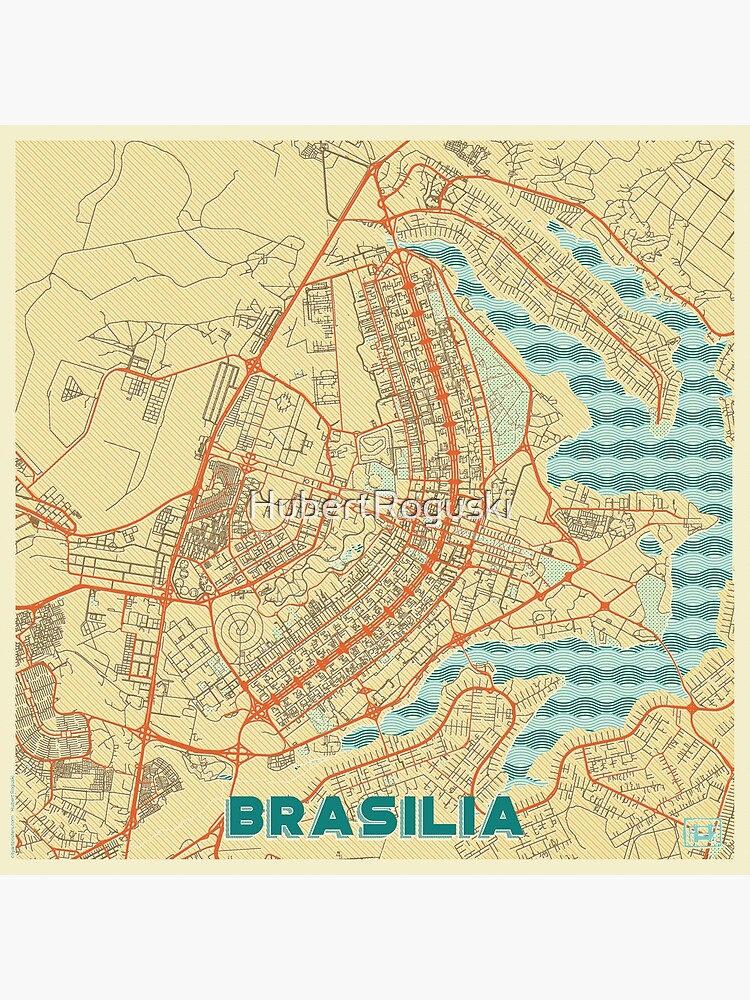 Thumbnail 3 of 3, Poster, Brasilia Map Retro designed and sold by HubertRoguski.