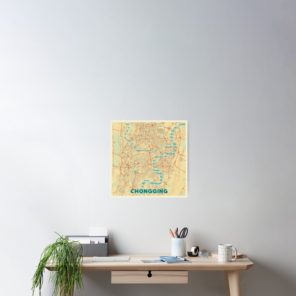 Chongqing Map Retro Poster