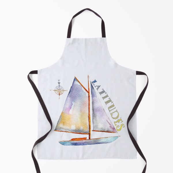 Item preview, Watercolor Sailboat with Compass and LATITUDES designed and sold by Dibble Dabble Designs.