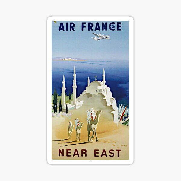 Air France Near East - Vintage Travel Poster Sticker