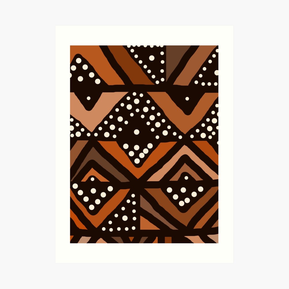 Vintage African Brown and Tan Graphic Mud Cloth Artisanal Panel