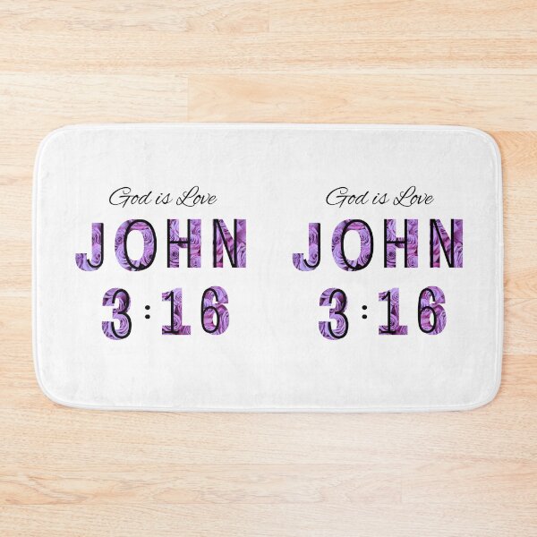 Item preview, John 3:16 God is Love (black text, white background, purple roses design) designed and sold by Cherie C..