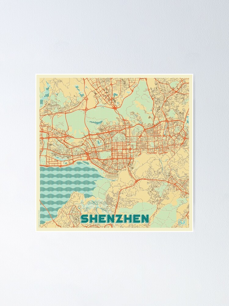 Alternate view of Shenzhen Map Retro Poster