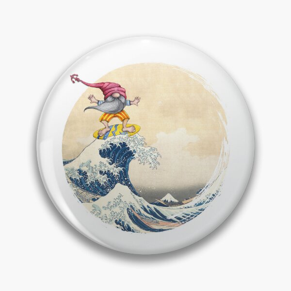 Item preview, Surfing Gnome Riding Great Wave Off Kanagawa designed and sold by Dibble Dabble Designs.