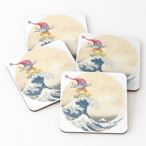 Item preview, Surfing Gnome Riding Great Wave Off Kanagawa designed and sold by Dibble Dabble Designs.