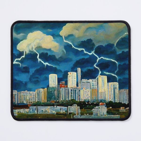 Item preview, Lightning Over a Cartoon Metropolis designed and sold by Angela Bull.