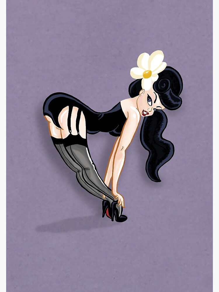 Sexy Brunette Cartoon Pinup in Lingerie