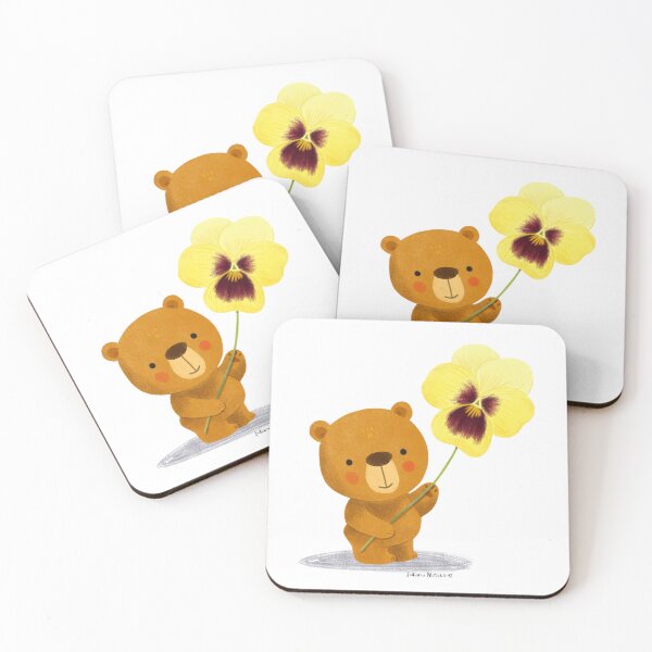 Item preview, Cute Bear and Yellow Pansy Flower designed and sold by julianamotzko.