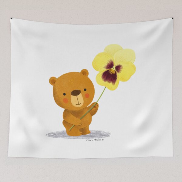 Item preview, Cute Bear and Yellow Pansy Flower designed and sold by julianamotzko.