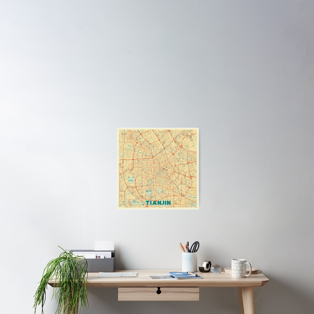 Tianjin Map Retro Poster
