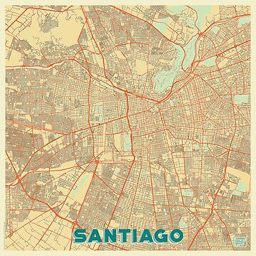 Artwork thumbnail, Santiago Map Retro by HubertRoguski