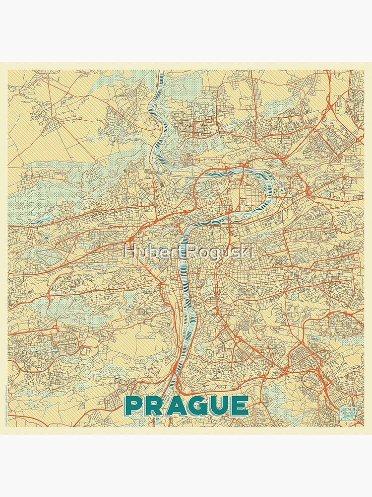 Prague Map Retro by HubertRoguski