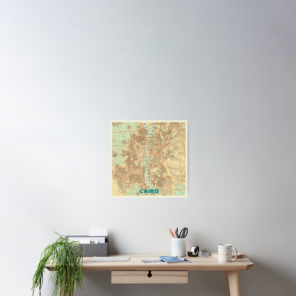 Cairo Map Retro Poster